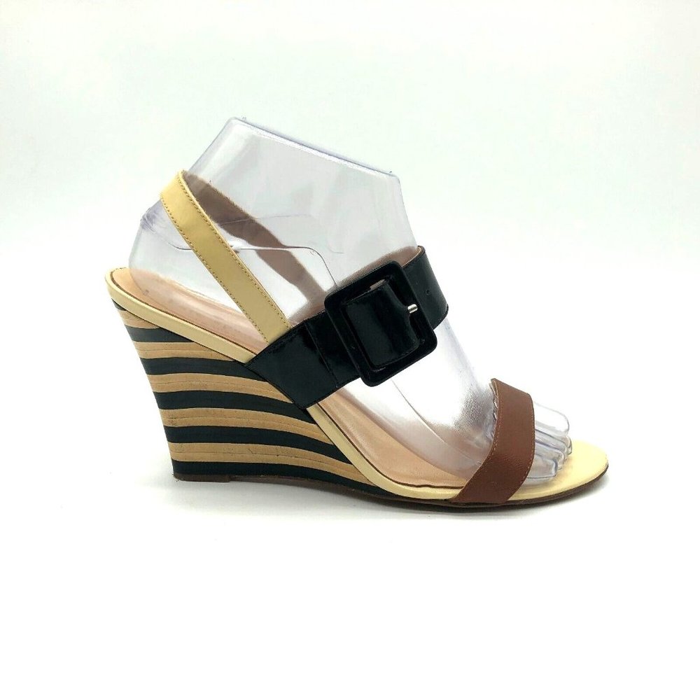 Kate Spade Black and Brown Wedge Sandals